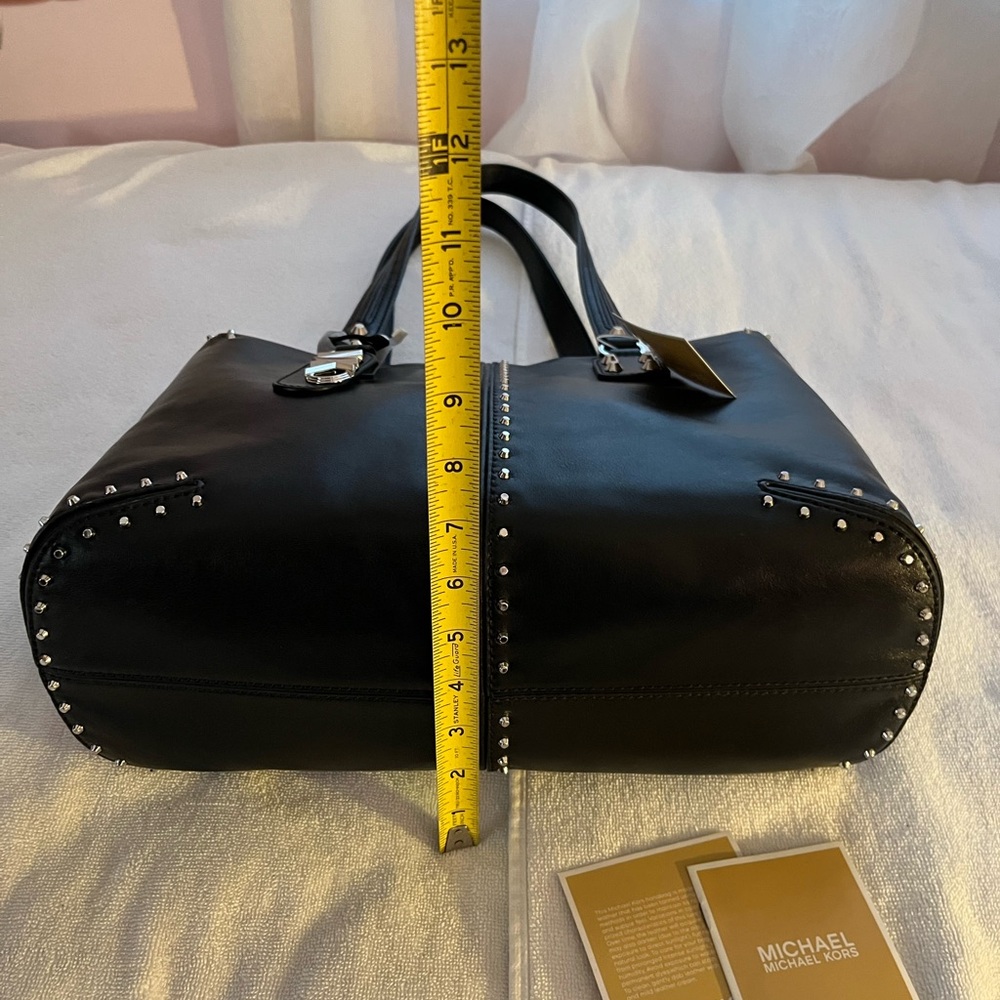 Michael Kors Black Leather Studded Astor Satchel - Picture 7 of 9